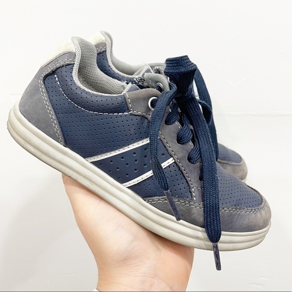 Geox Kids Lace-Up Side Zip Perforated Sneaker Blue - Picture 1 of 9